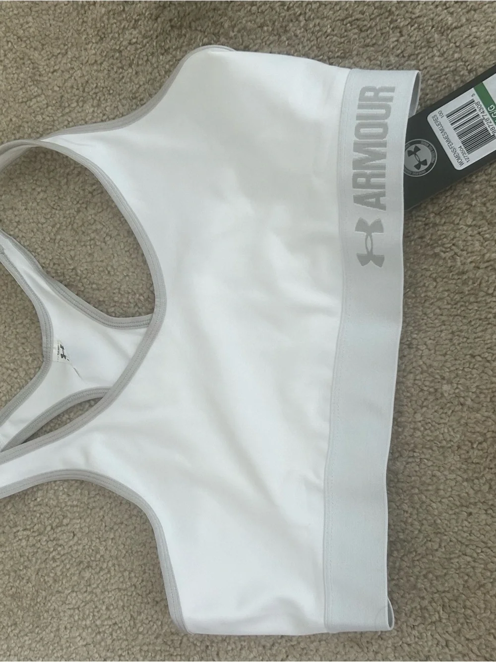 Under Armour White Racerback Swim Bikini Top with Gray Trim
